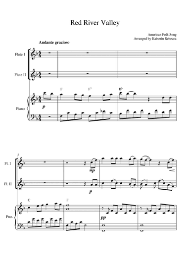 Red River Valley (flute duet and piano accompaniment) (arr. Kaiserin Rebecca)