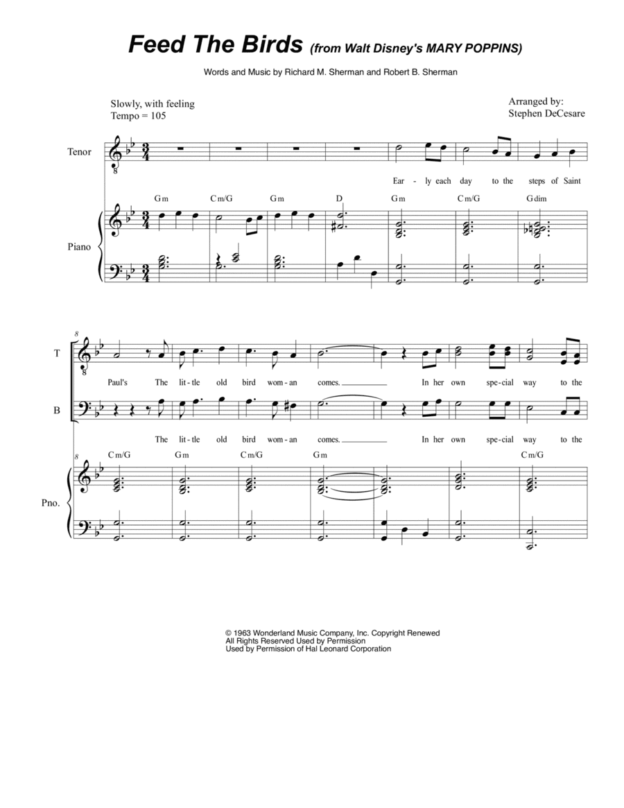 Feed The Birds (tuppence A Bag) (arr. Stephen DeCesare)