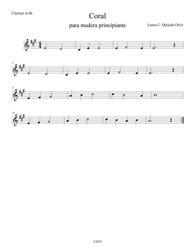 Coral para Madera, nivel principiante. CLARINET PART.