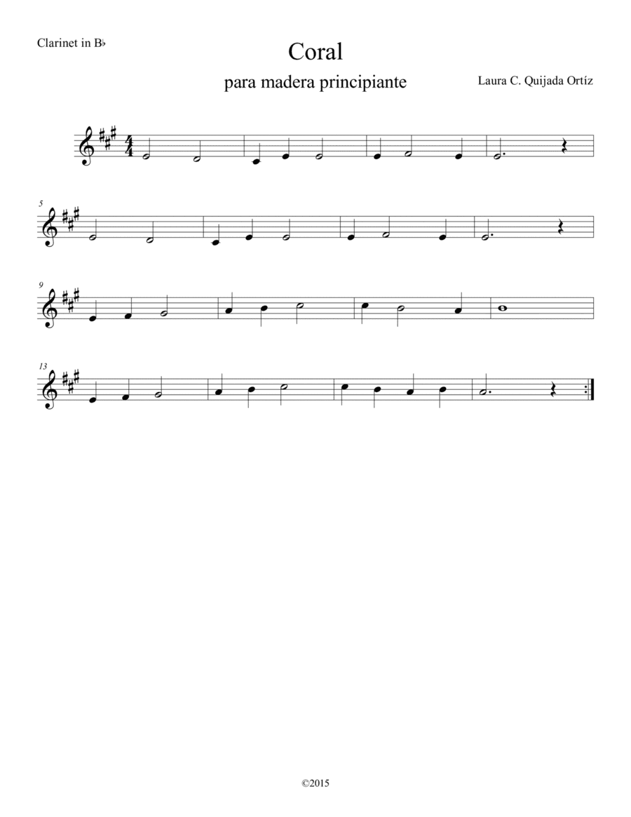 Coral para Madera, nivel principiante. CLARINET PART.