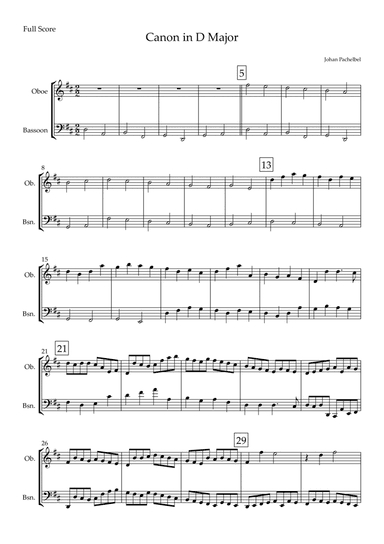 Canon in D Major (Johann Pachelbel) for Oboe & Bassoon Duo (arr. Fabio Britto)