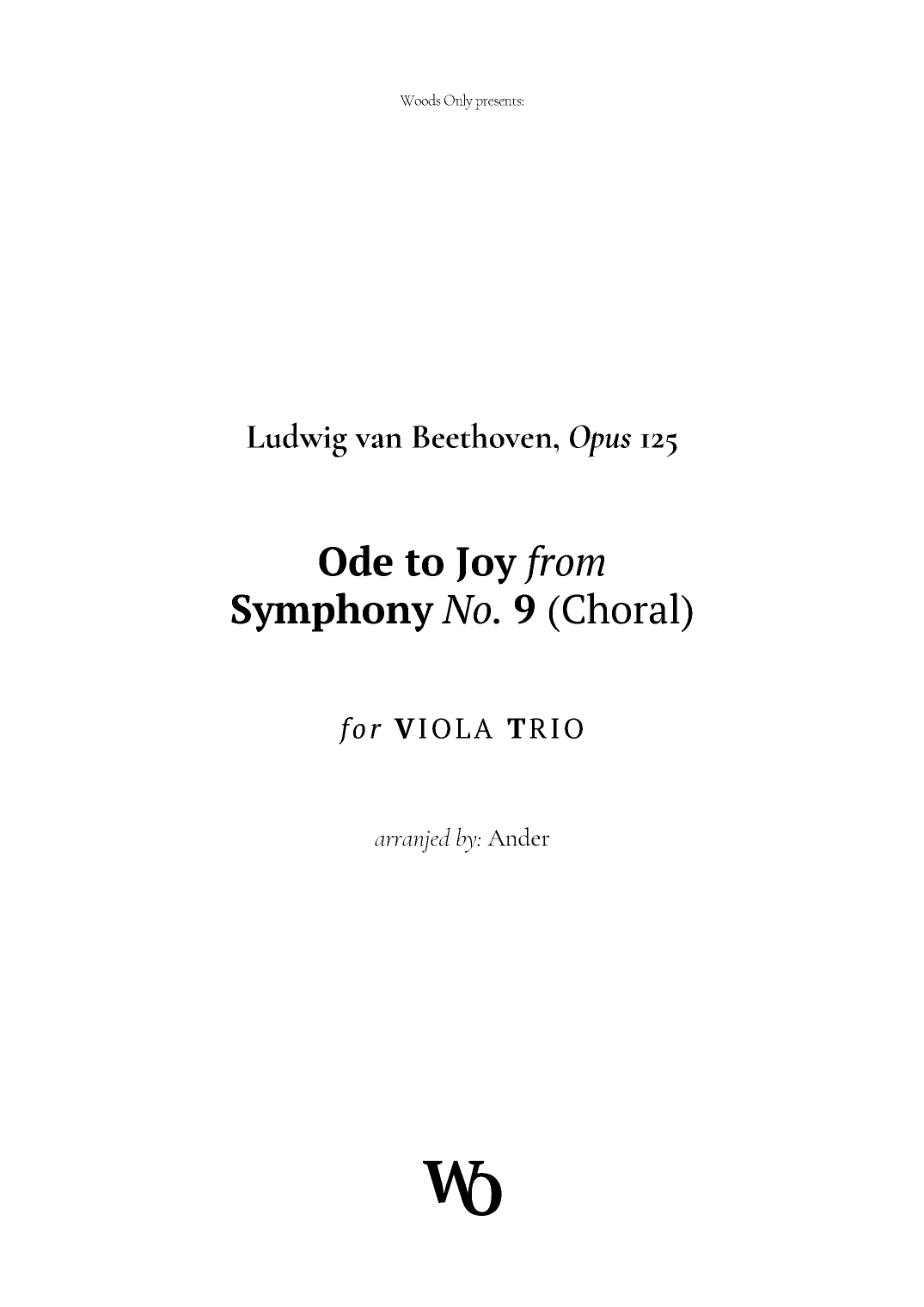 Ode to Joy by Beethoven for Viola Trio (arr. Ander)