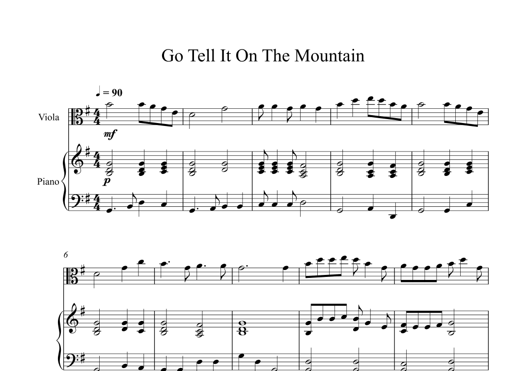 Go Tell It On The Mountain (Viola + Piano) (arr. Digital Book Music)