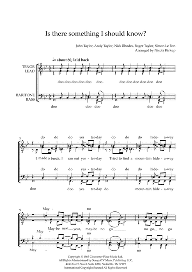 Is There Something I Should Know (arr. Nicola Kirkup)