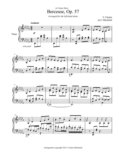 Chopin Berceuse arr. for the left hand alone (arr. James Marchand)