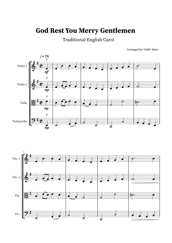God Rest You Merry Gentlemen - String Quartet (arr. Valdir Maia)