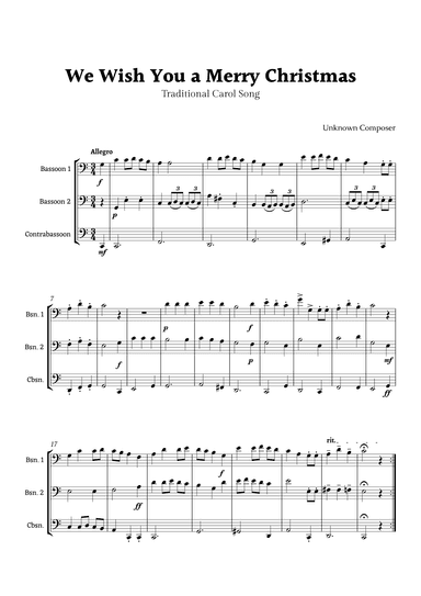 We Wish you a Merry Christmas for Bassoon Ensemble Trio (arr. Rika K.)