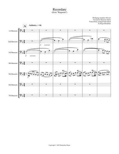 Recordare (from "Requiem") (F) (Bassoon Septet) (arr. Regis Bookshar)