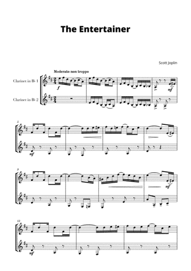 The Entertainer (for 2 Clarinets) (arr. Cadenza Editions)