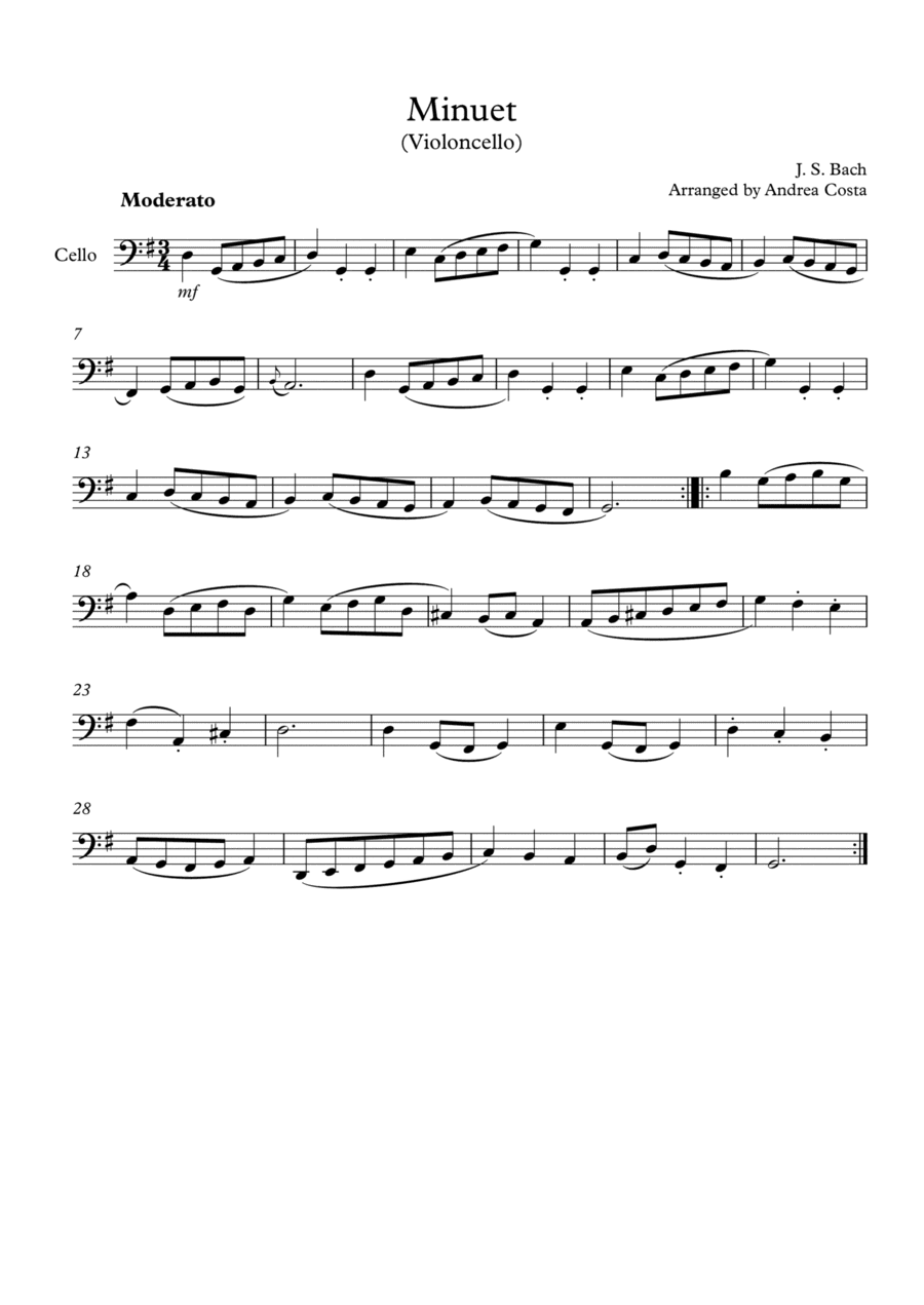 Minuet in G (arr. Andrea Costa)