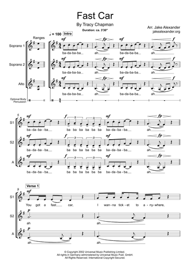 Fast Car (arr. Jake Alexander)