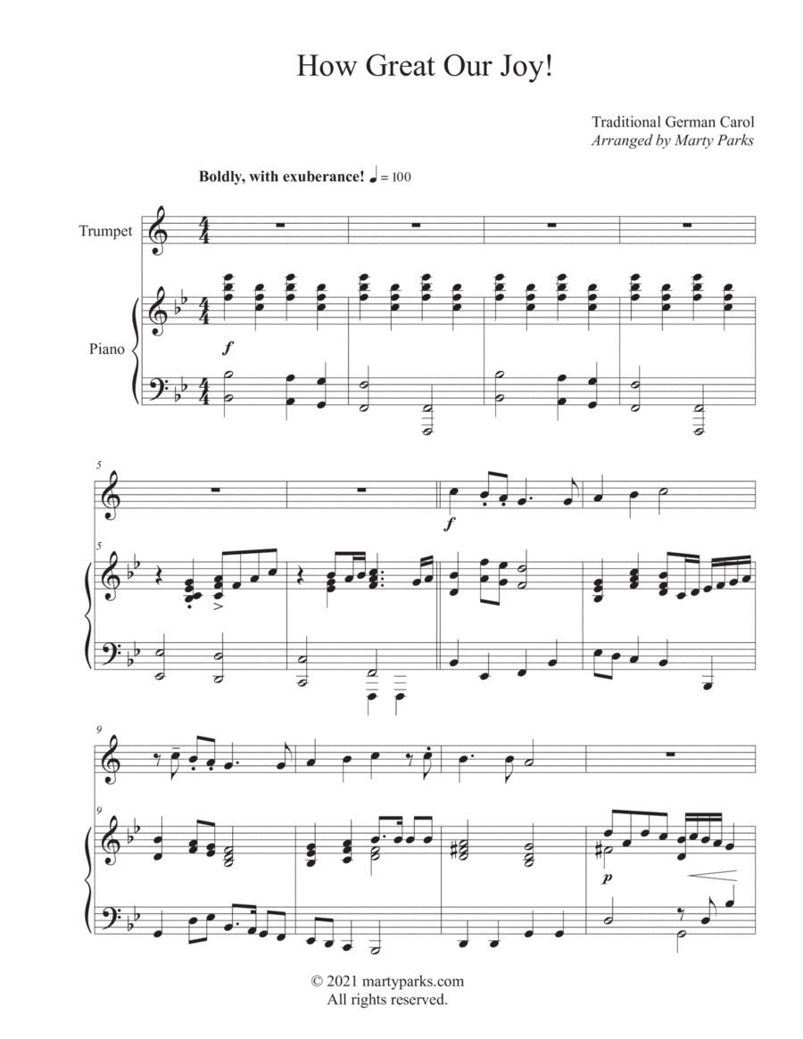 How Great Our Joy! (Trumpet-Piano) (arr. Marty Parks)