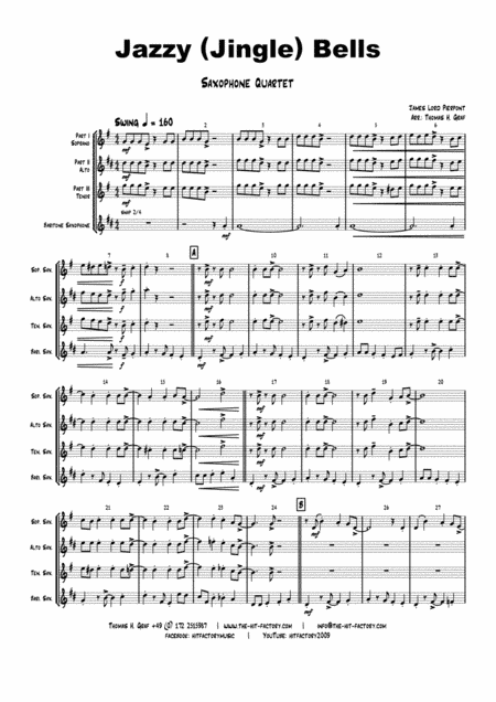 Jazzy Jingle Bells - Christmas Swing - Saxophone Quartet (arr. Thomas H. Graf)