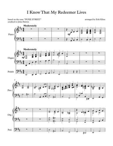 I Know That My Redeemer Lives - (Duke Street) -Piano and Organ Duet (arr. Erik Kihss)