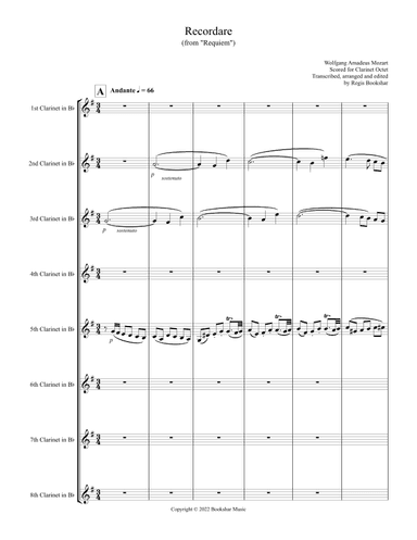 Recordare (from "Requiem") (F) (Clarinet Octet) (arr. Regis Bookshar)