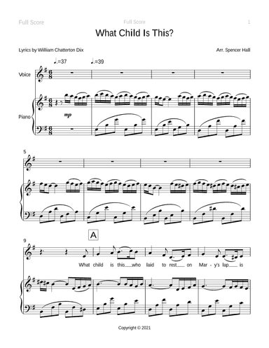 What Child Is This? (Piano & Vocal Solo) (arr. Spencer Hall)