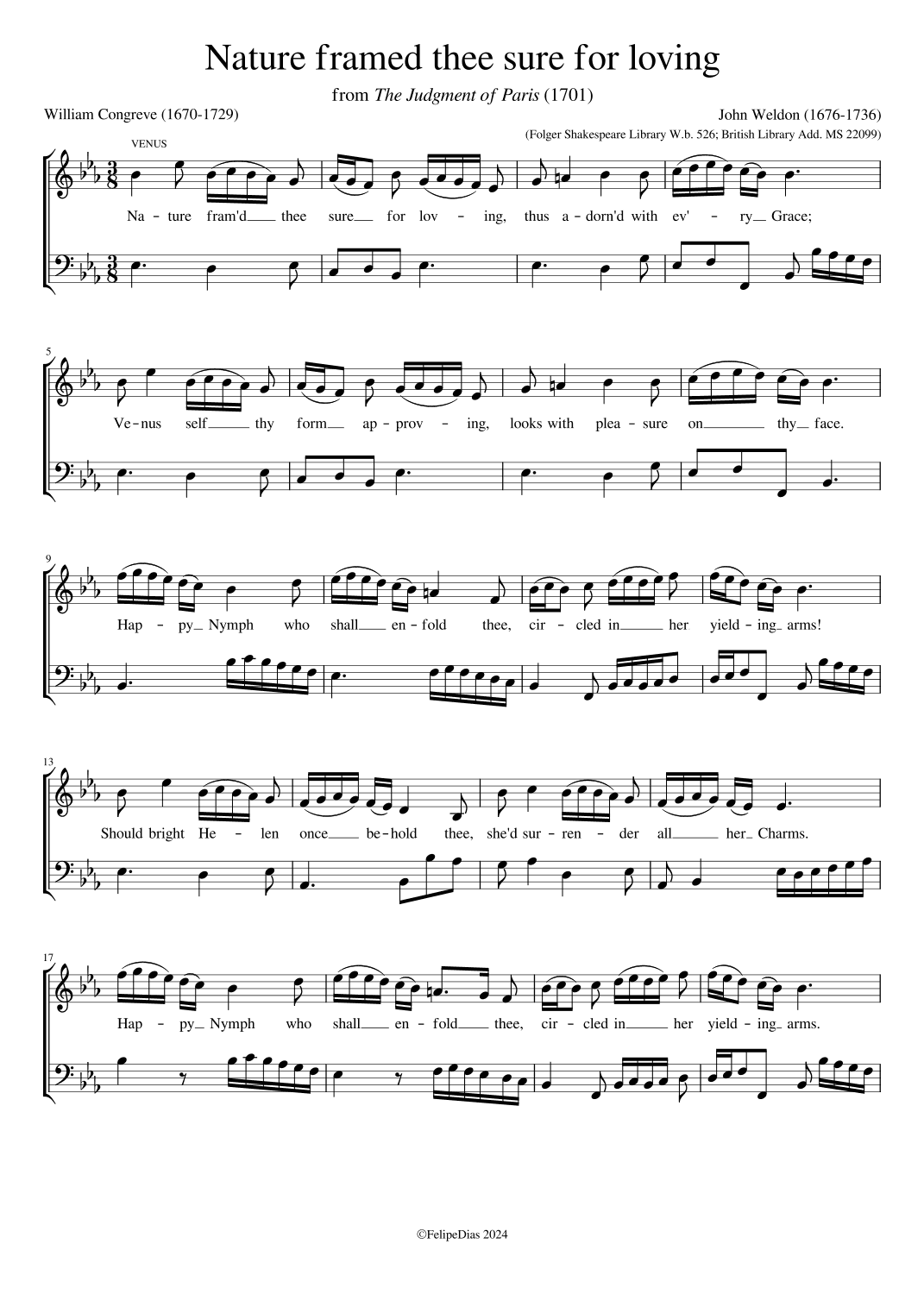 Nature framed thee (arr. Early Music Scores)