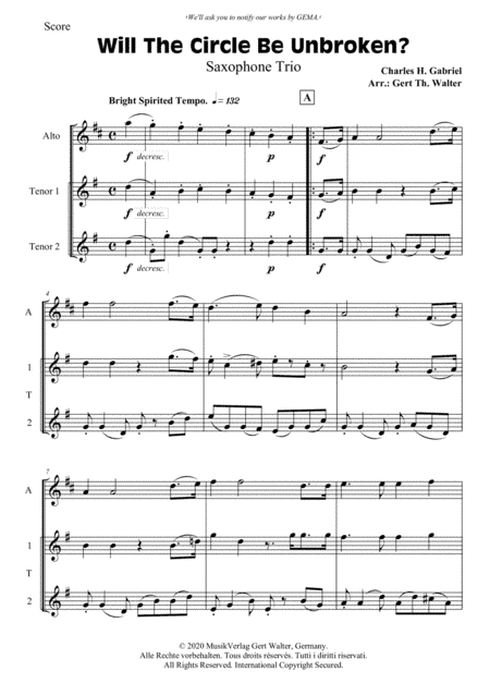 Will The Circle Be Unbroken? (arr. Gert Th. Walter)