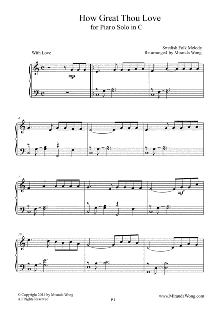 How Great Thou Love - Easy Piano Solo in C Key (Church Music) (arr. Miranda Wong)