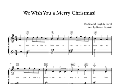 We Wish You a Merry Christmas! Easy Piano(with Chords) (arr. Suzan Beyazit)
