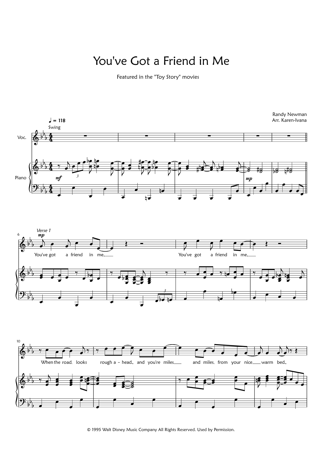 You've Got A Friend In Me (arr. Karen Ivana)