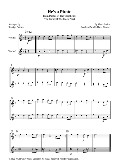 He's A Pirate (arr. Rodrigo Faleiros)