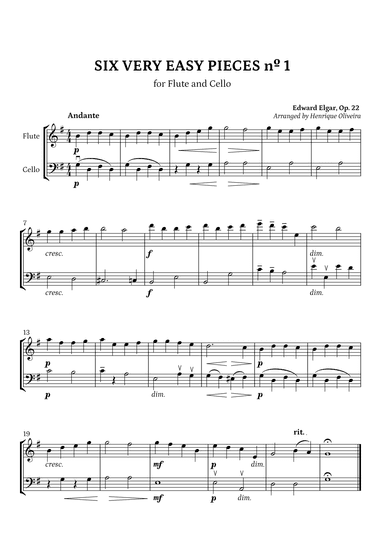 Six Very Easy Pieces nº 1 (Andante) - Flute and Cello (arr. Henrique Oliveira)