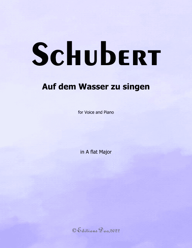 Auf dem Wasser zu singen, by Schubert, in A flat Major (arr. Editions Dao)