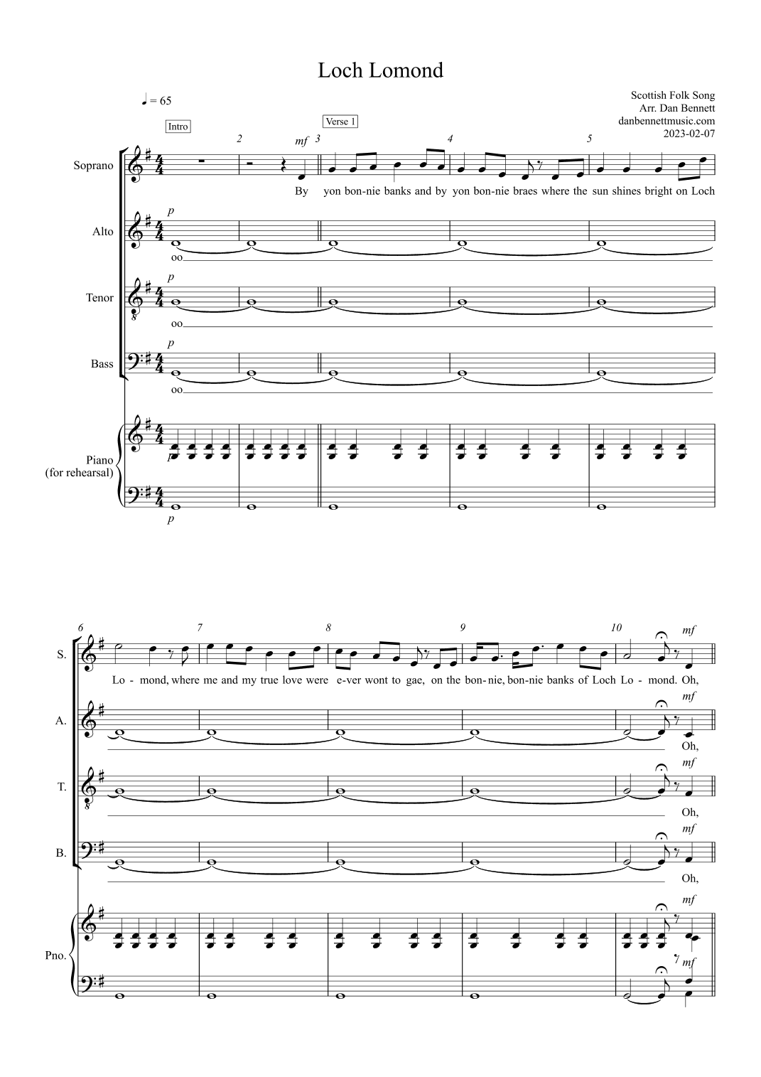 Loch Lomond (arr. Dan Bennett)