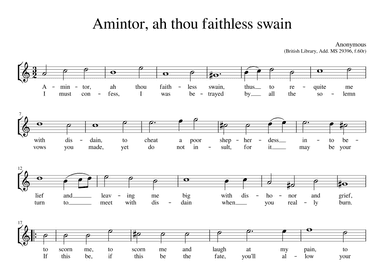 Amintor ah thou faithless swain (arr. Early Music Scores)