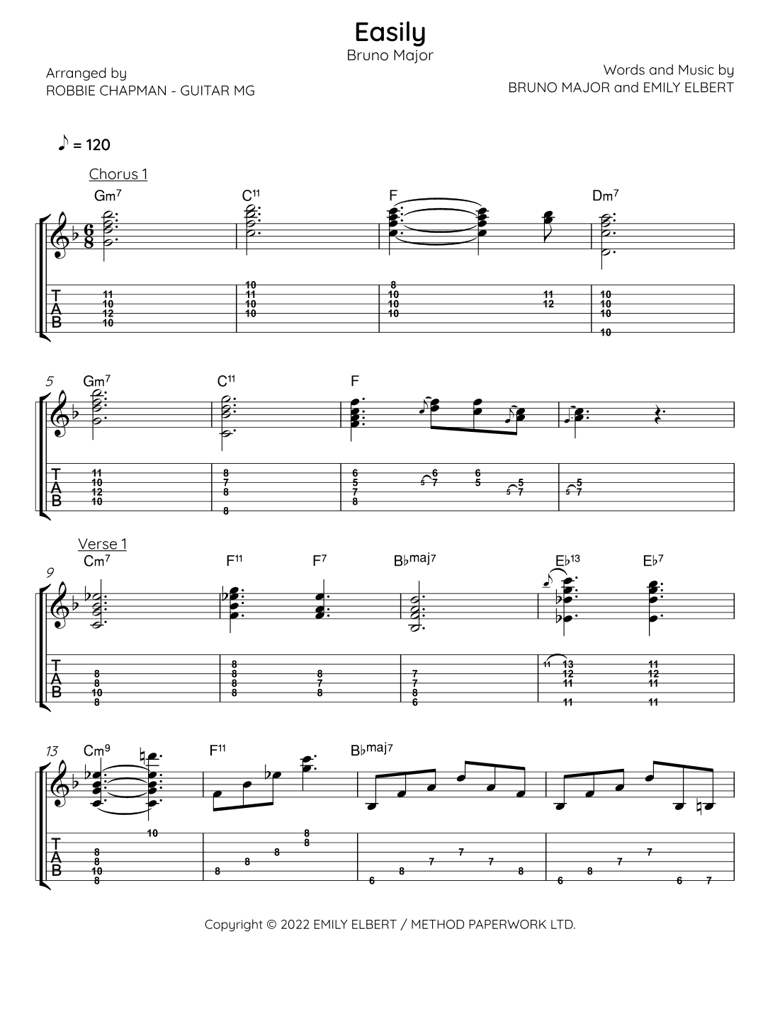 Easily (arr. Robbie Chapman - Guitar MG)