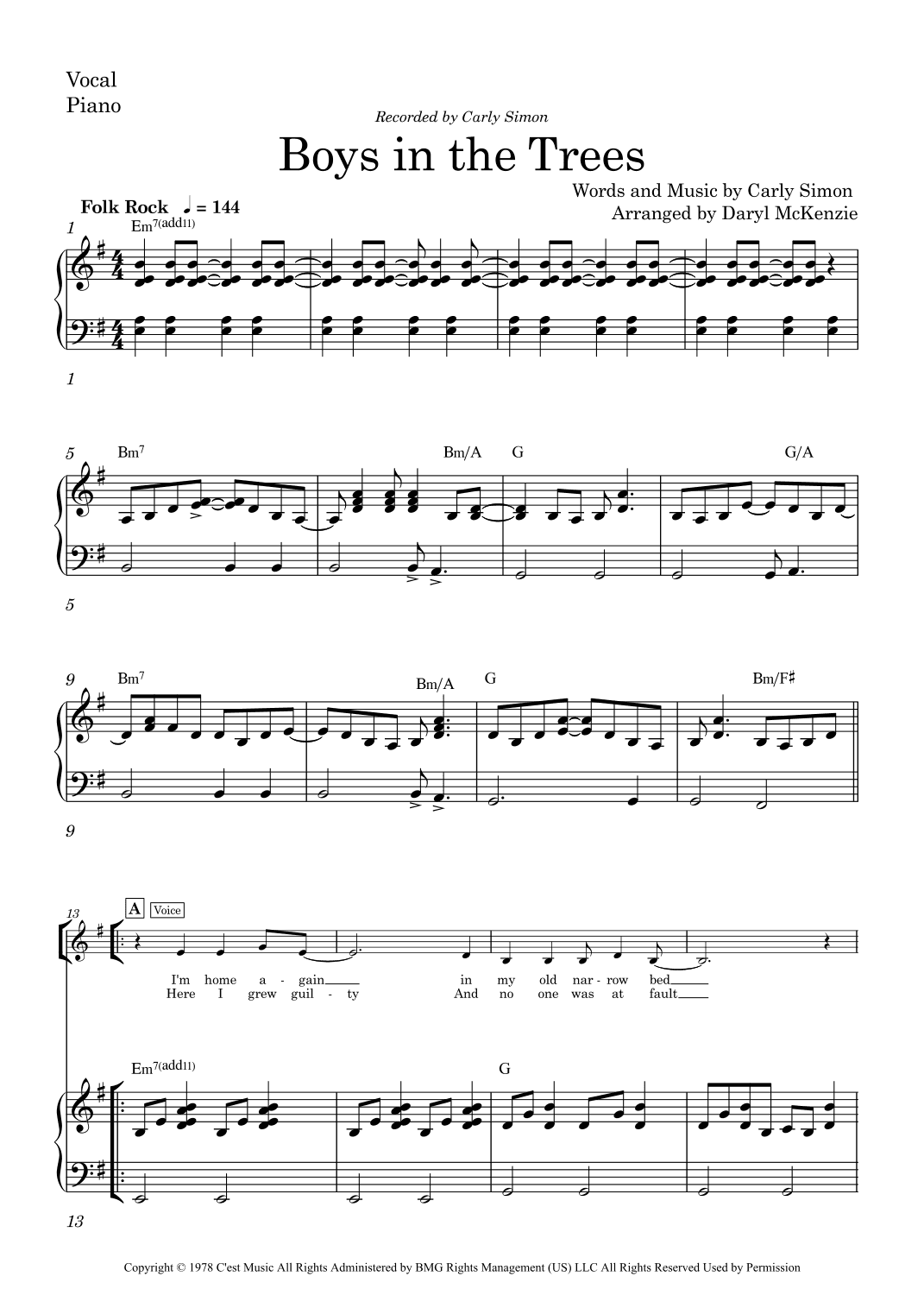 Boys In The Trees (arr. Daryl McKenzie)