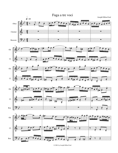Fuga a tre (3 part fugue) for wind trio