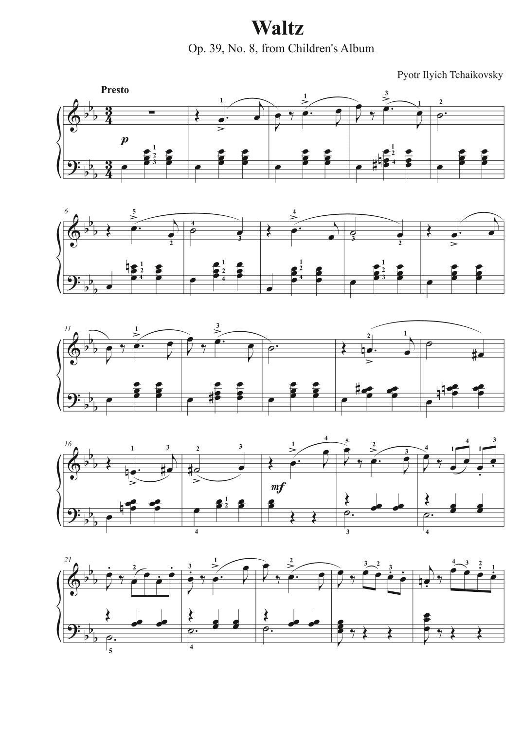 Tchaikovsky - Waltz, Op. 39 - Children's Album (arr. Avgusta Udartseva)