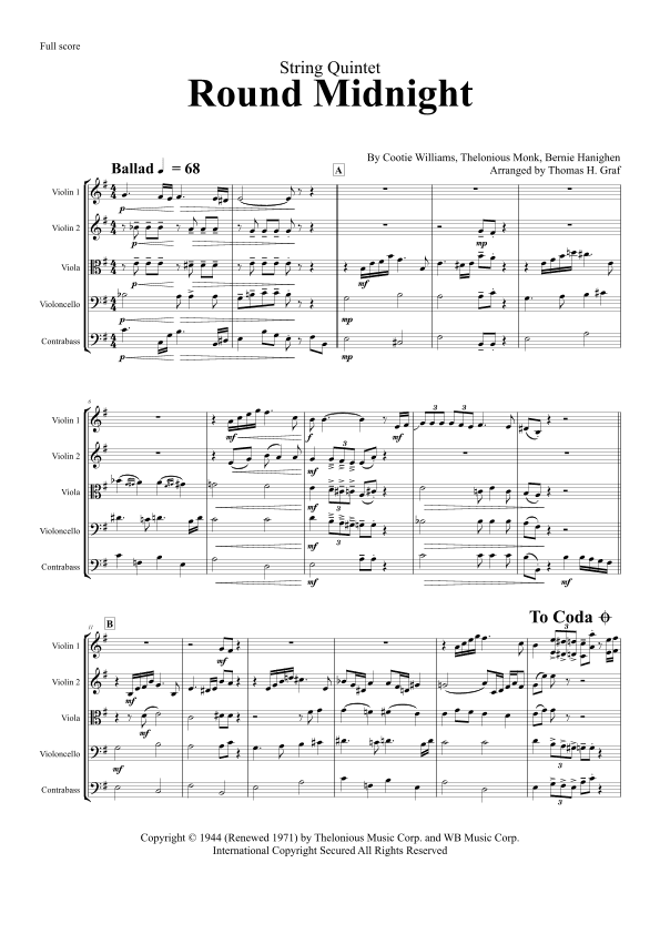 'round Midnight (arr. Thomas Graf)