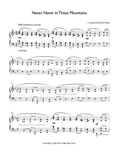 Never, Never in These Mountains (arr. Kathleen Ryan)