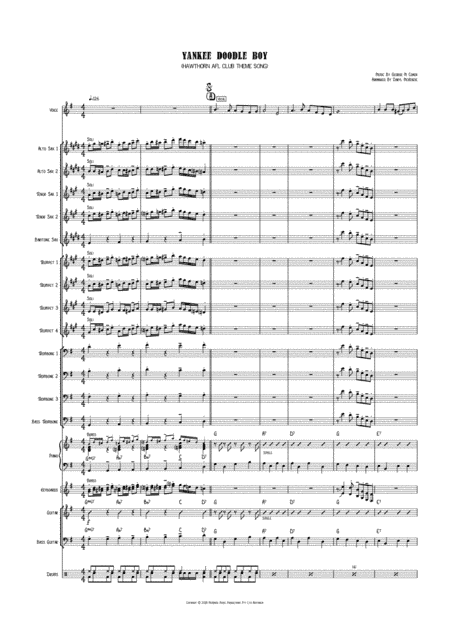 Yankee Doodle Boy (Hawthorn AFL Club Song) Vocal Big Band or Small Band Key of G (arr. Daryl McKenzie)