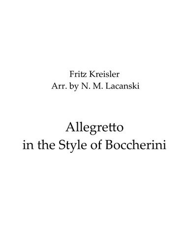 Allegretto in the Style of Boccherini (arr. Nick Lacanski)