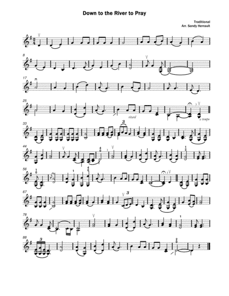 Down to the River to Pray, Solo Violin (arr. Sandy Herrault)