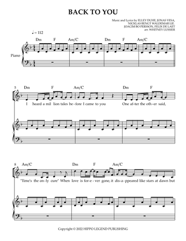 Back To You (arr. Whitney Lussier)