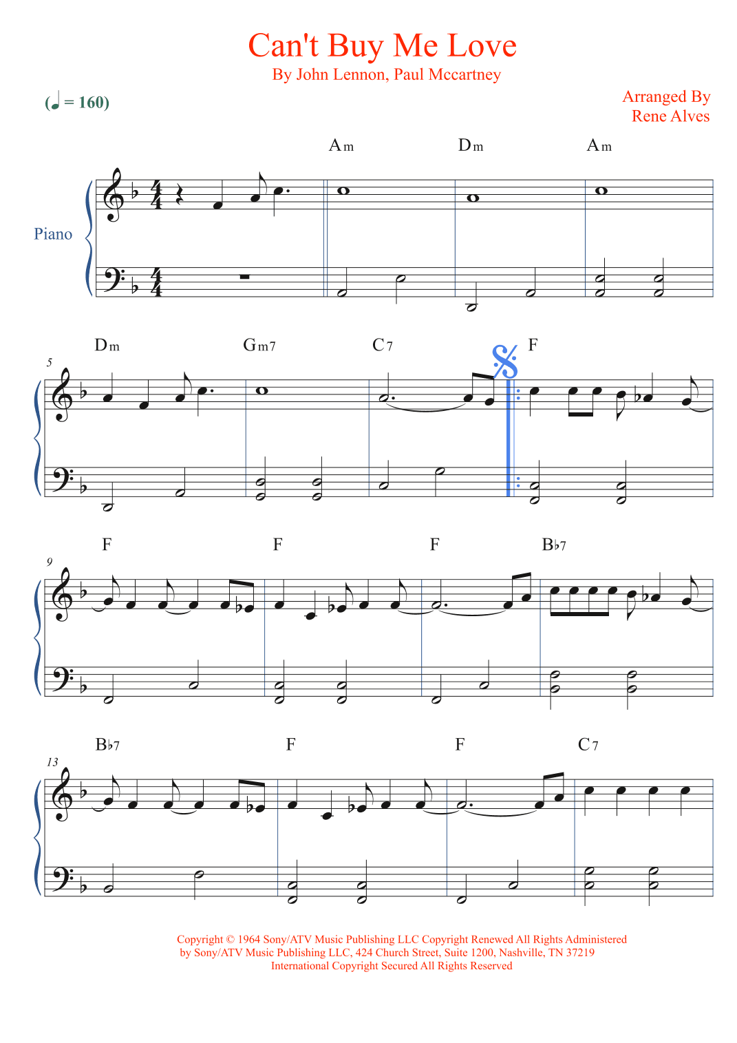 Can't Buy Me Love (arr. Rene Alves)