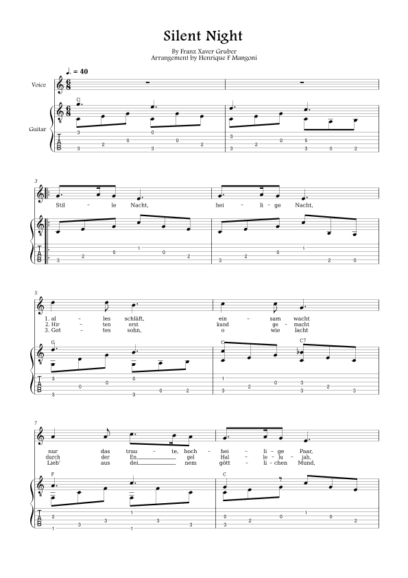 Stille Nacht (german lyrics) (arr. Henrique F Mangoni)