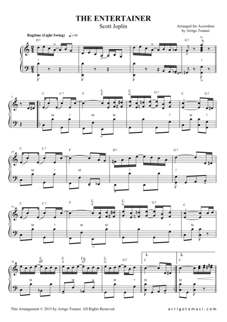 The Entertainer (Scott Joplin) for Accordion (arr. Arrigo Tomasi)