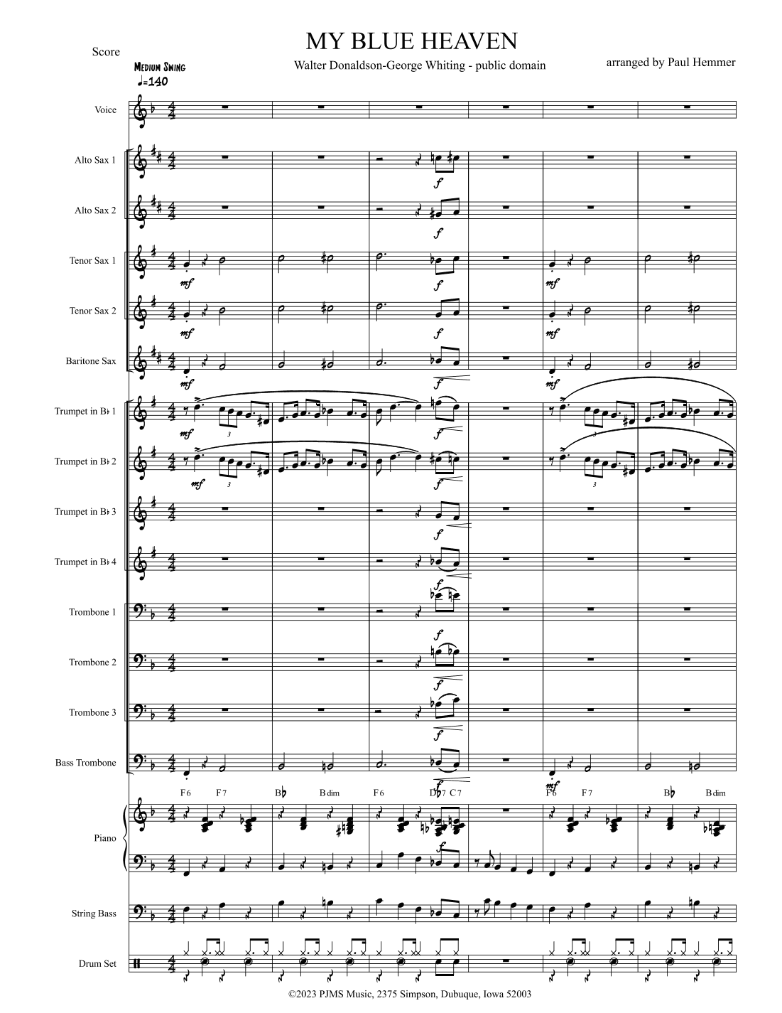 My Blue Heaven (arr. Paul Hemmer)