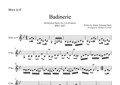 Badinerie BWV 1067 (arr. Zachary Corbett)