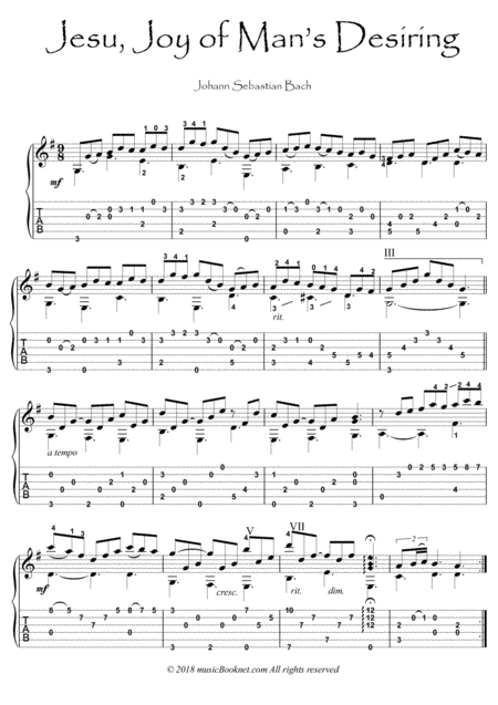 Bach - Jesus Alegria Del Hombre guitar fingerstyle (arr. PianoSheetNow)