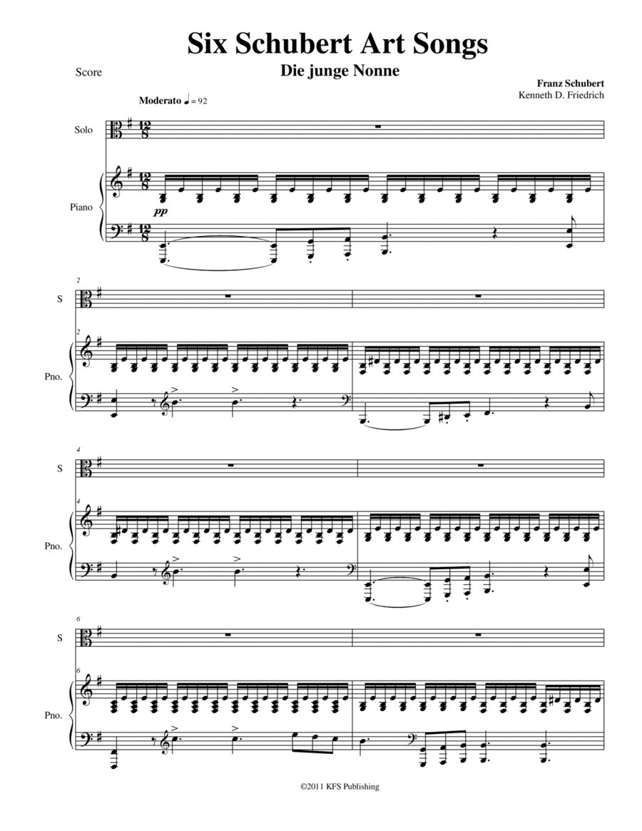 Six Schubert Art Songs - viola and piano (arr. Kenneth D. Friedrich)