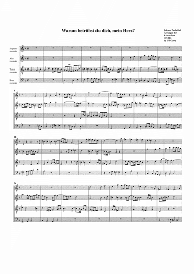 Varum betruebst du dich, mein Herz? (arrangement for 4 recorders) (arr. Gil Garty)