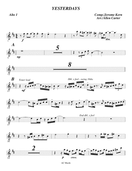 Yesterdays (arr. Allen Carter)