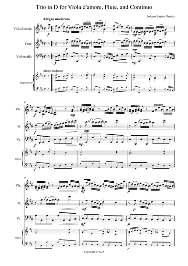 Trio in D for Flute, Viola d'amore & Continuo (arr. Alex Tinlin)